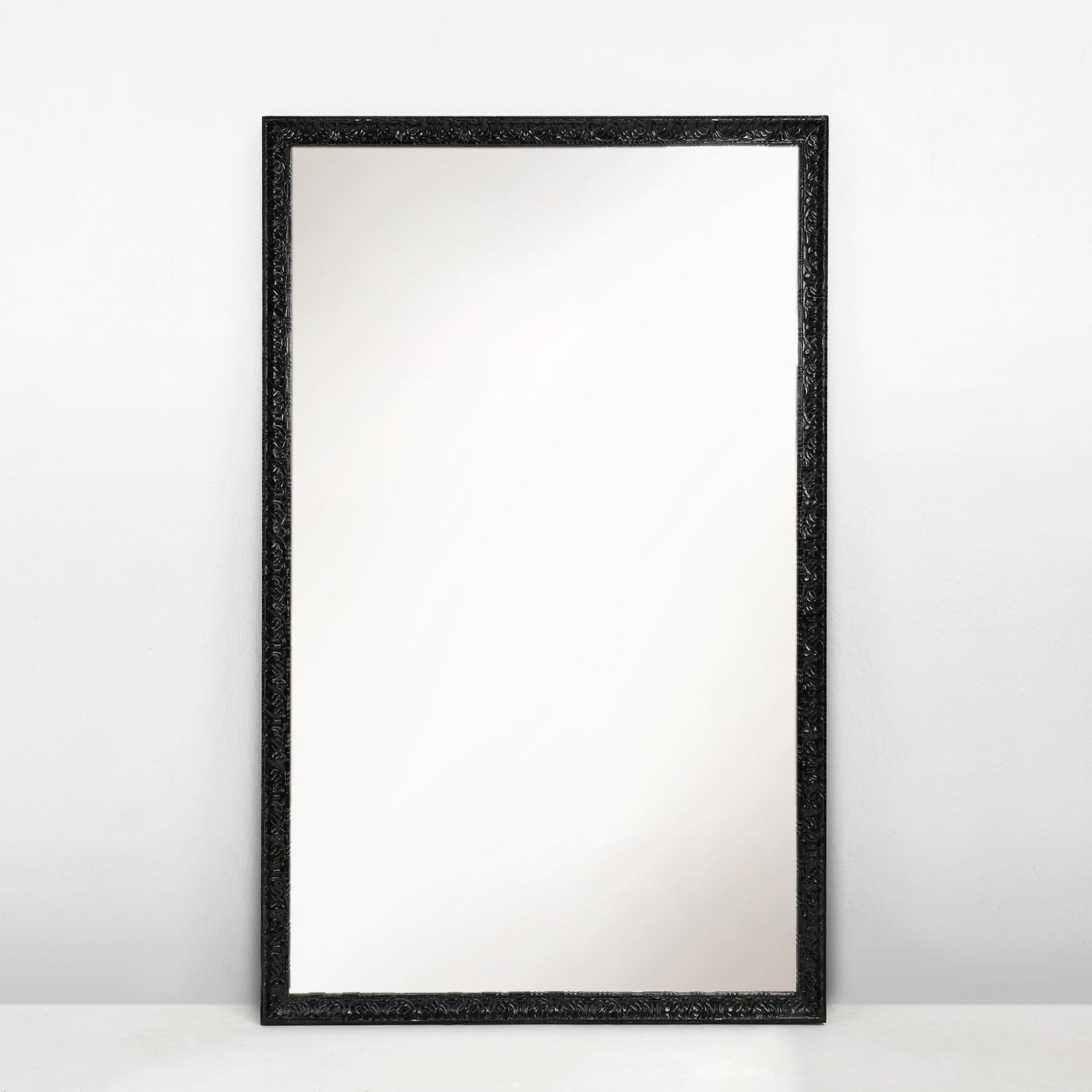 Baroque black large oak mantel or fireplace mirror, France ca. 1850-img